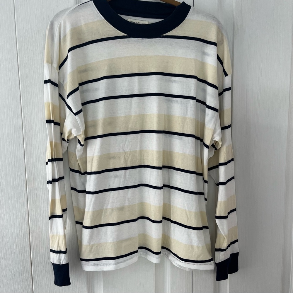 Urban Outfitters Size S Oversized T-Shirt Striped Crew Neck Long Sleeve